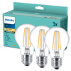3x LED Lampen E27 A60 8.5W = 75W 1055lm 2700K Warm Glühfaden PHILIPS
