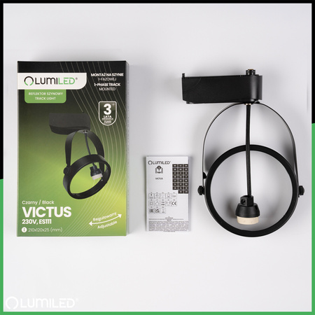 1-Phasen Strahler GU10, AR111 Schieneinstrahler Schwarz VICTUS LUMILED