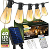 Solar Garten Girlande 40x LED Dekobirnen 14,5m 2700K Warm + PYRIS LUMILED Fernbedienung