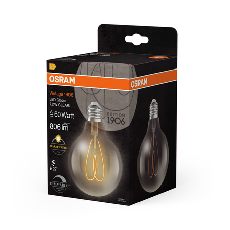 Dekorative LED-Lampe G95 Sphere E27 7.2W = 60W 806lm 2700K Warm CRI90 300° Dimmbar Vintage 1906 Osram