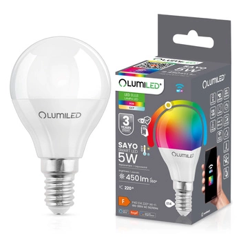 Lampen E14, Glühbirne P40 5W = 40W 450lm CCT RGB Dimmbar Kugelleuchte Intelligent TUYA WiFi SMART SAYO LUMILED