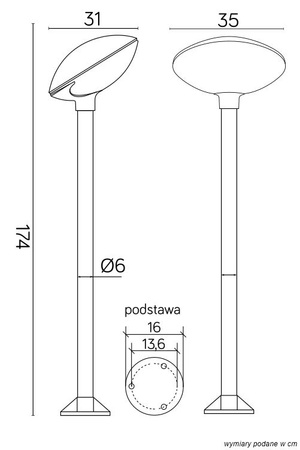 Außenstehende Gartenleuchte POST TAO 1 E27 175cm Su-Ma