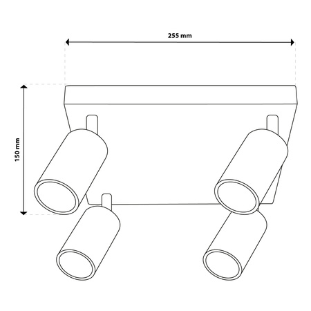 Deckenleuchte Plafond SPOT TUBA Reflektor Halogen Leuchte 4x GU10 TABULA LUMILED