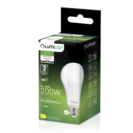 LED Lampen E27, Glühbirne A95 24W = 200W 3452lm 260° 4000K neutral LUMILED