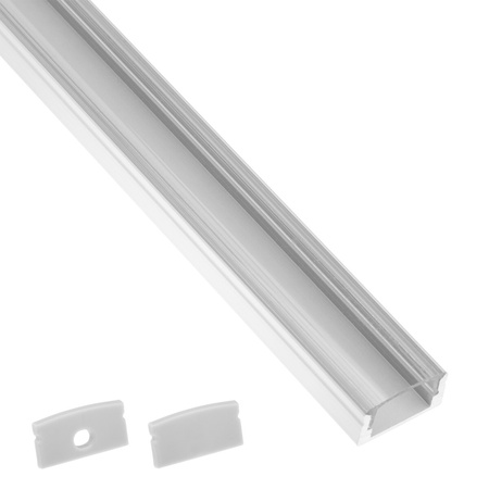 Aluminium LED-Profil KM36 mit Klarglasabdeckung und Endkappen, 2m Silber LUMILED