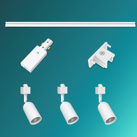 Bus-Hängelampen-Kit 1m + 3x LED GU10 Einphasig Weiß EasyLink Shea Philips