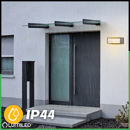 Wandleuchte Außen E27, Garten-Wandleuchte IP44 Schwarz FREESIA LUMILED