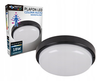Plafond LED-Deckenleuchte 18W 2700K Neutral 120° mit Bewegungssensor Schwarz IP54 Max Masterled