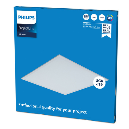 LED-Einbauplatte 62x62 cm 36W 3200lm 4000K Neutralweiß UGR19 ProjectLine OC Philips