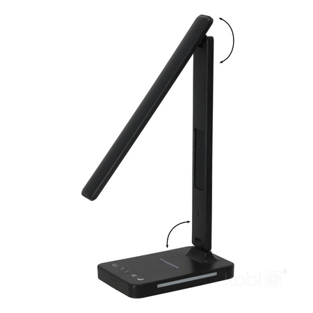 LED-Schreibtischlampe mit Display Ladegerät Wecker CCT DIM Schwarz Kobi