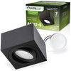 Halogen-Aufbauleuchte, Aufbauspot 50mm Quadrat Tube Schwarz AMAT-S+LED-Einsatz 7W 3000K LUMILED
