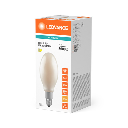 LED Lampen HQL E27 24W = 80W 3600lm 2700K Warmweiß FILAMENT LEDVANCE