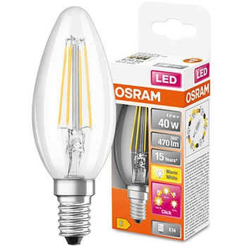 LED Lampe E14 B40 4W = 40W 470lm 2700 Warm 300° Glühfaden 3-stufig dimmbar OSRAM STAR