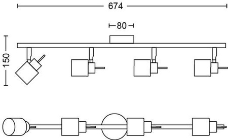 MERANTI Deckenleuchte 4x GU10 Wandleuchte Reflektor beweglich Satin PHILIPS
