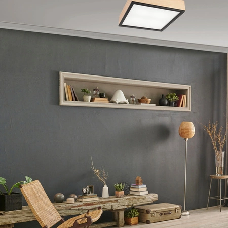 Plafond LED-Deckenleuchte SANTIAGO 4xE27 Quadratisch aus Holz LD-PD-9.5 Lamkur