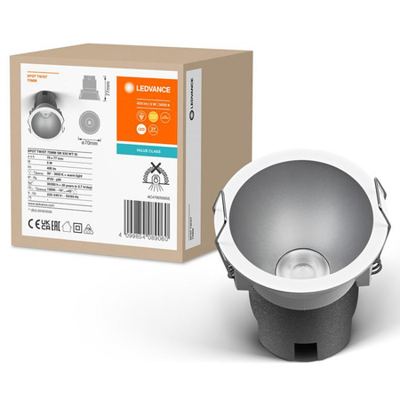 LED-Panel bündig montiert Spot-Leuchte 5W 400lm CCT Mesh weiß Silber Downlight Slim Ledvance