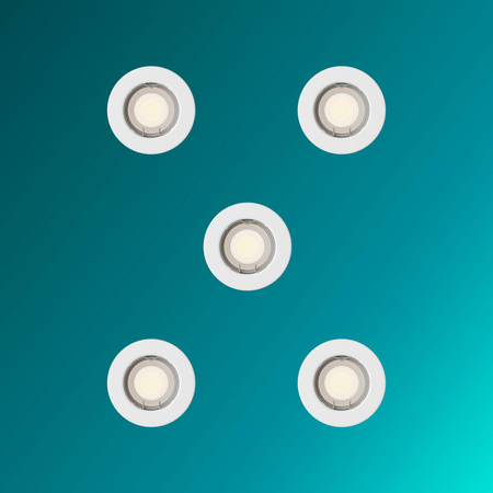 5x LED GU10 Unterputzmontage Fest Aluminium Rund Weiß Peridot Philips