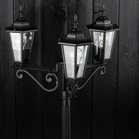 Garten Park Stehlaterne Lampe LIGURIA GOLDLUX (Polux) 3X E27 schwarz 2.5m
