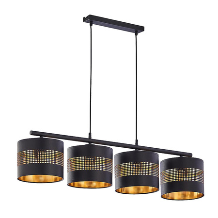 TAGO BLACK Kronleuchter Hängende Decke Lampe Schwarz und Gold Modern 4xE27 3213 TK Lighting