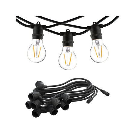 Lichterkette für den Außenbereich Gartengirlande FESTOON LIGHTS 7872 15 xE27 IP65 9 m Schwarz