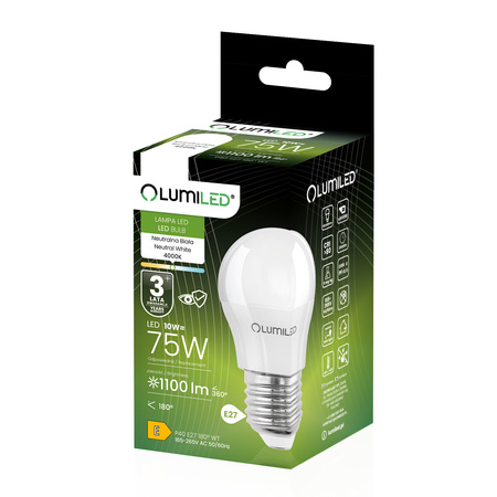 LED-Lampe E27 MAŁA KULKA 10W = 75W 1100lm 4000K Neutrale Farbe CCD Weiß LUMILED