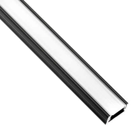 Aluminiumprofil MINI für LED-Streifen mit Milchglasabdeckung, 1m Schwarz LUMILED
