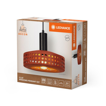 Dekorative Decke Pendelleuchte E27 Überhang Braun Lehm Dekor Ledvance