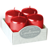 Votiv-Metallic-Rollerkerzen 6x4cm 4er-Set Rot-Metallic