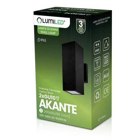 Wandleuchte Außen GU10, Garten-Wandleuchte IP65 AKANTE LUMILED