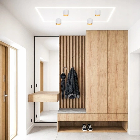 Aufbau LED GOLDA Halogen Deckenleuchte GX53 Rundrohr Weiß - Gold