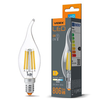 E14 C35 LED Lampen 6W = 60W 806lm 4000K Neutral Filament 360° VIDEX