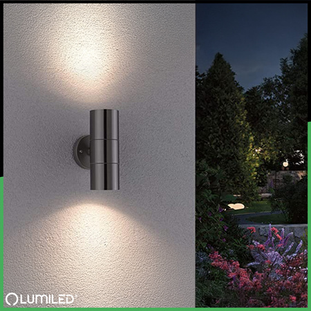 Wandleuchte Außen GU10, Garten-Wandleuchte IP44 nach oben und unten Schwarz ZINNA INOX LUMILED