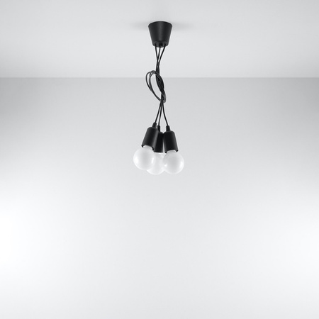 DIEGO LED-Deckenleuchte 3xE27 hängend Schwarz SOLLUX