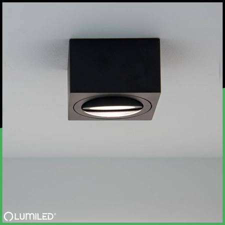 Halogen-Aufbauleuchte GU10, Aufbauspot 50mm beweglich Quadrat Tube Schwarz AMAT-S LUMILED