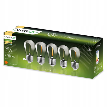 5x LED Filament Lampen E27, ST14 für Lichterketten 1W = 10W 100 lm 2700K warm Glühfaden LUMILED