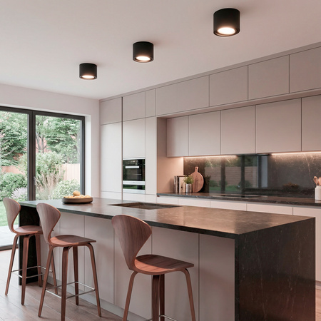 Halogen-Aufbauleuchte GU10, AR111 Aufbauspot 100mm beweglich Runde Tube Schwarz TELES LUMILED