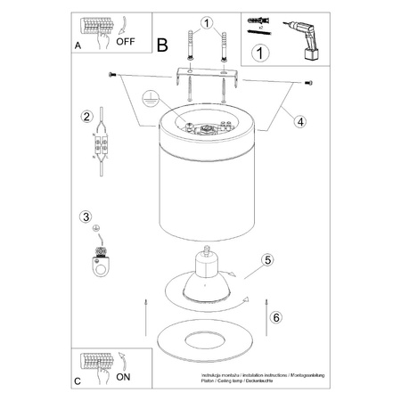 Aufbauleuchte Leuchte Deckenleuchte RIF GU10 Weiß Tuba Skandinavisch SOLLUX