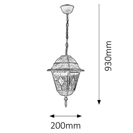 LED-Hängelampe für den Außenbereich MONACO E27 IP43 Überhang 93 cm Buntglas Antikgold RABALUX