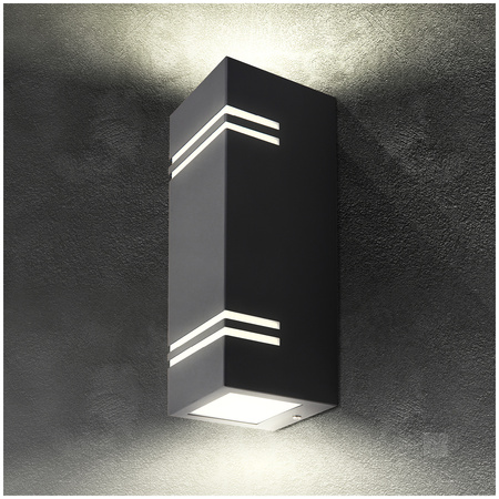 Gartenlampe doppelseitige Wandleuchte nach oben und unten LED QUAZAR 7 GU10 IP44 SCHWARZ KOBI