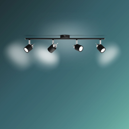 MERANTI Deckenleuchte 4x GU10 Wandleuchte Reflektor beweglich Schwarz PHILIPS