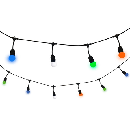 Outdoor Garten Girlande Lichterkette PARTY 5,6m 10xE27 bunt RGB 6W GOLDLUX (Polux)