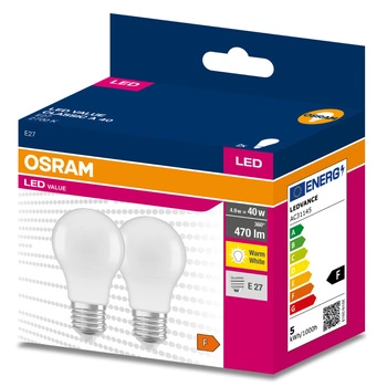 2x LED Lampe E27 A60 4,9W = 40W 470lm 2700K Wärme 200° OSRAM VALUE