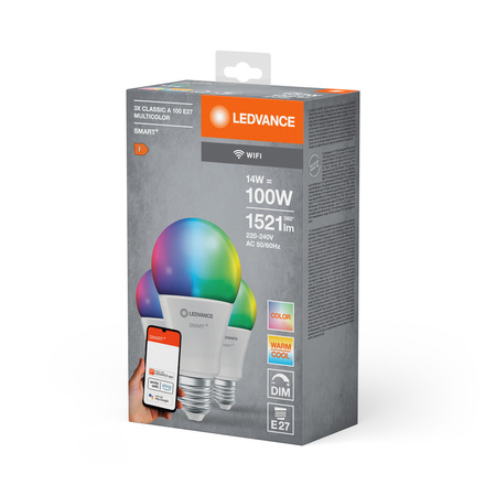 3x LED Lampe E27 A75 14W = 100W 1521lm CCT RGB SMART+ WiFi Dimmbar LEDVANCE