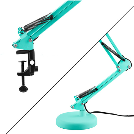 Schreibtischlampe E27, Zeichentisch-Schreibtischlampe mit Tischklemme Mint TOBI LUMILED