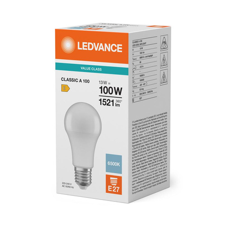 LED Lampen A60 E27 13W = 100W 1521lm 6500K Kaltweiß LEDVANCE