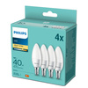 4x LED Lampen E14 B35 4.9W = 40W 470lm 2700K Warm Milk PHILIPS