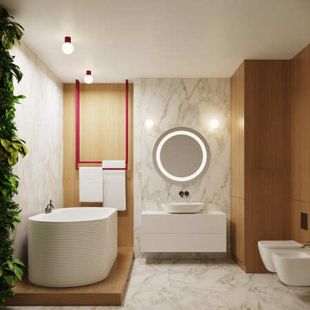 Badezimmer Wandleuchte G9 Rund Maroon Modern Matt IP44 Halo Sollux