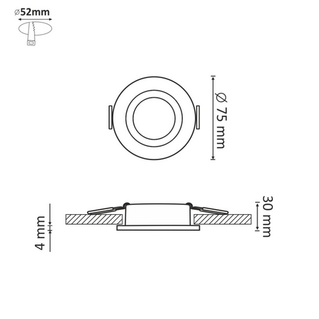 Opin GOLDLUX (Polux) feste Deckenleuchte rund schwarzes Perlmuttmetall GU10