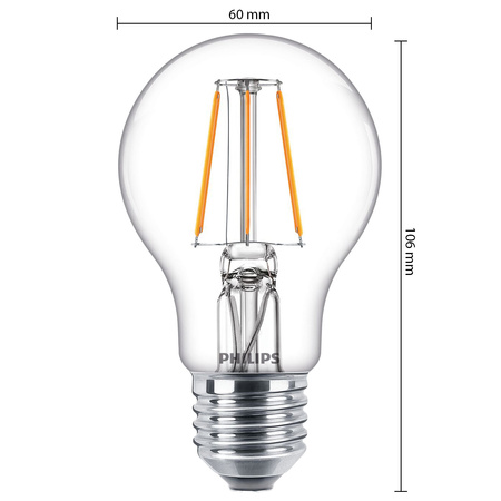 Set mit 6 LED-Lampen E27 A60 4,3 W = 40 W, 470 lm, 2700 K, warmes Filament PHILIPS