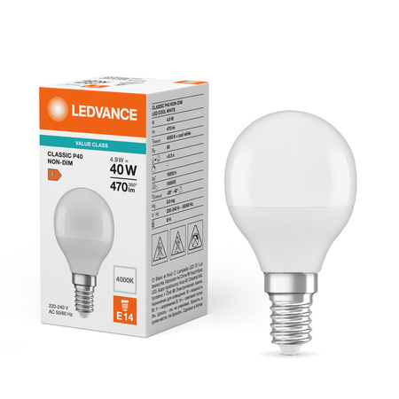 LED Lampen P45 E14 4.9W = 40W 470lm 4000K Neutralweiß LEDVANCE